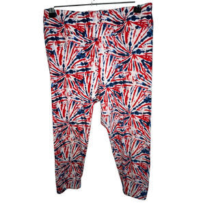 Way To Celebrate Patriotic Tie Dye Fireworks America Cropped Soft Leggings